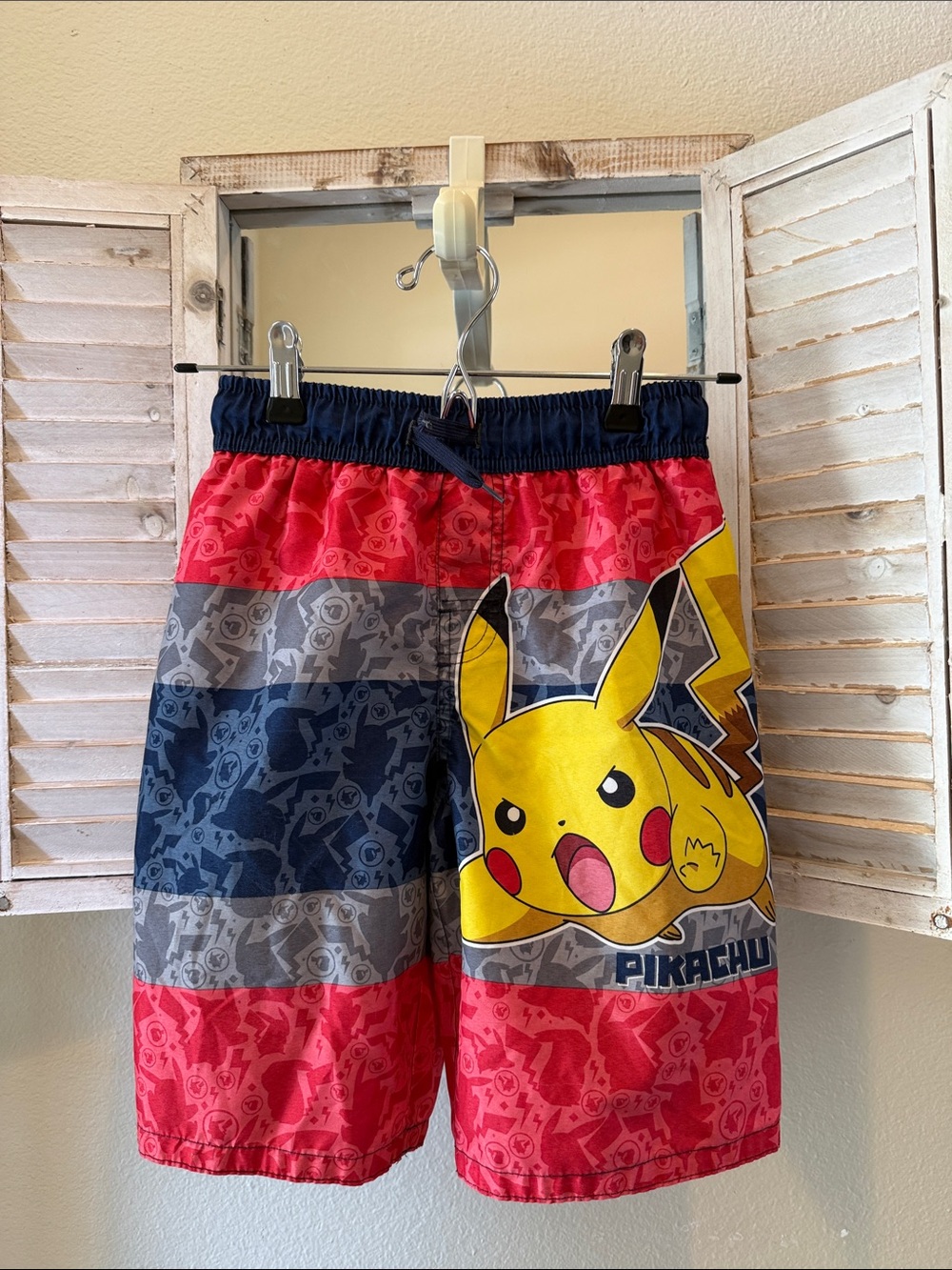 Pokemon Kids Swim Trunks Pikachu Yellow Red Blue